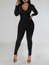 Solid Button-Front Jumpsuit
