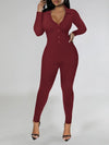 Solid Button-Front Jumpsuit