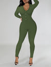 Solid Button-Front Jumpsuit