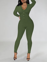 Solid Button-Front Jumpsuit