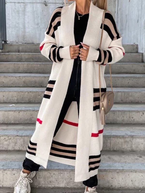 Stripe Open-Front Cardigan
