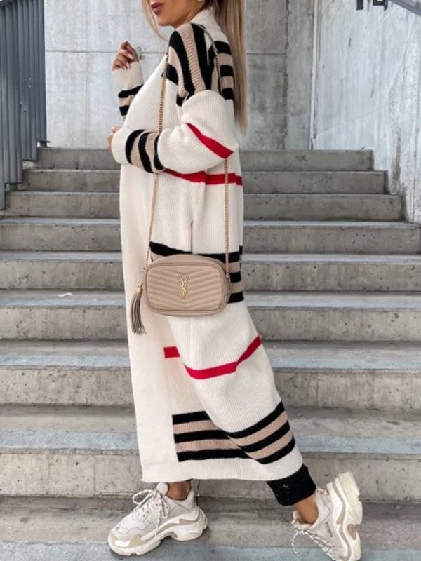 Stripe Open-Front Cardigan