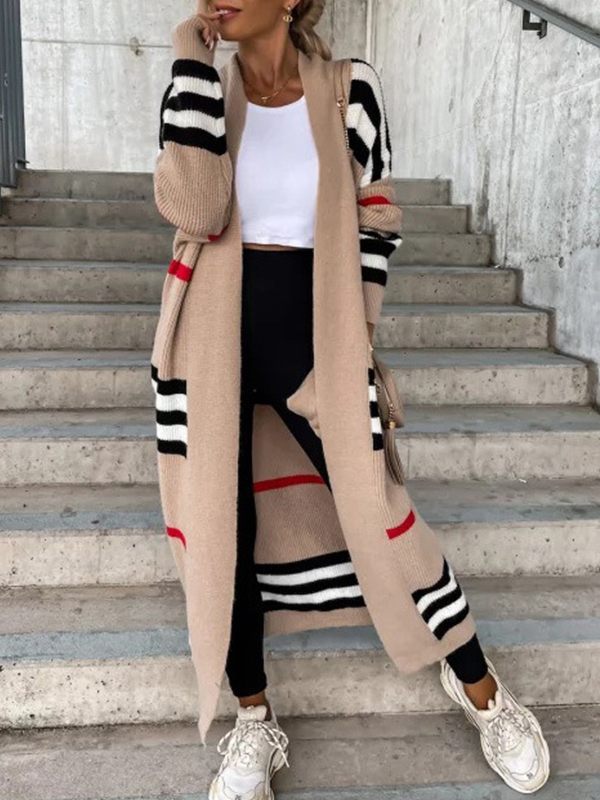 Stripe Open-Front Cardigan