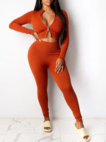Solid Zip Top & Pants Set