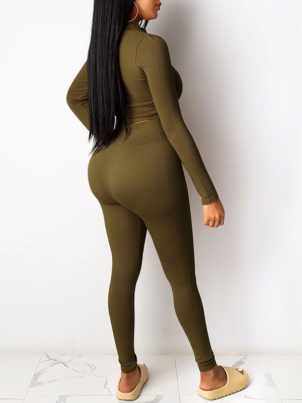 Solid Zip Top & Pants Set