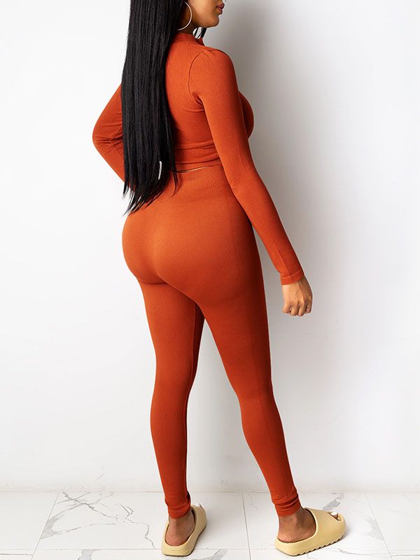 Solid Zip Top & Pants Set
