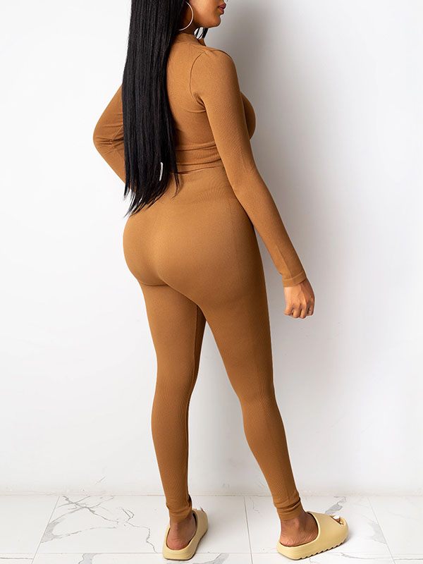 Solid Zip Top & Pants Set
