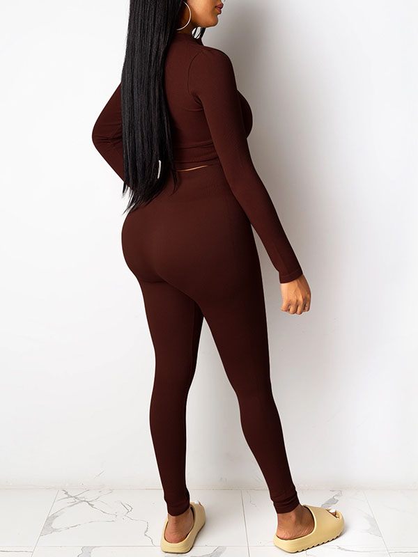 Solid Zip Top & Pants Set