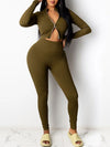 Solid Zip Top & Pants Set