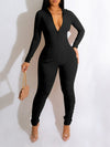 Zip-Front Ruched Jumpsuit