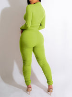 Zip-Front Ruched Jumpsuit