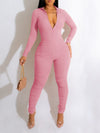 Zip-Front Ruched Jumpsuit