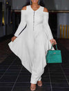 Cold-Shoulder Zip-Front Jumpsuit