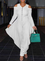 Cold-Shoulder Zip-Front Jumpsuit