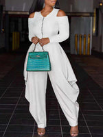 Cold-Shoulder Zip-Front Jumpsuit
