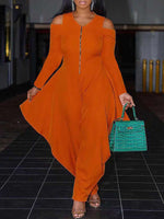 Cold-Shoulder Zip-Front Jumpsuit