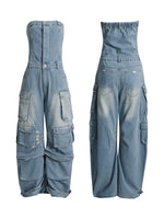 Denim Cargo Jumpsuit