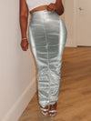 Faux-Leather Slit-Back Skirt