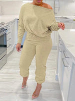 Boat-Neck Sweatshirt & Pants Set