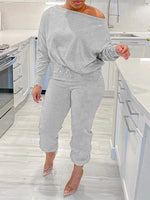 Boat-Neck Sweatshirt & Pants Set