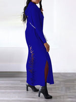 Ripped-Back Slit Hoodie Dress