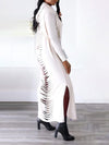 Ripped-Back Slit Hoodie Dress