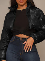 Solid Zip-Front Puffer Coat