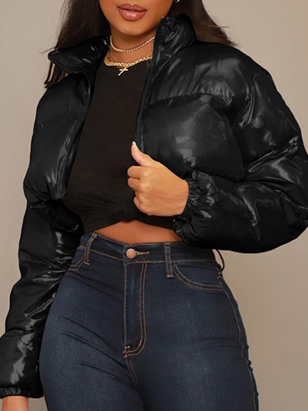 Solid Zip-Front Puffer Coat