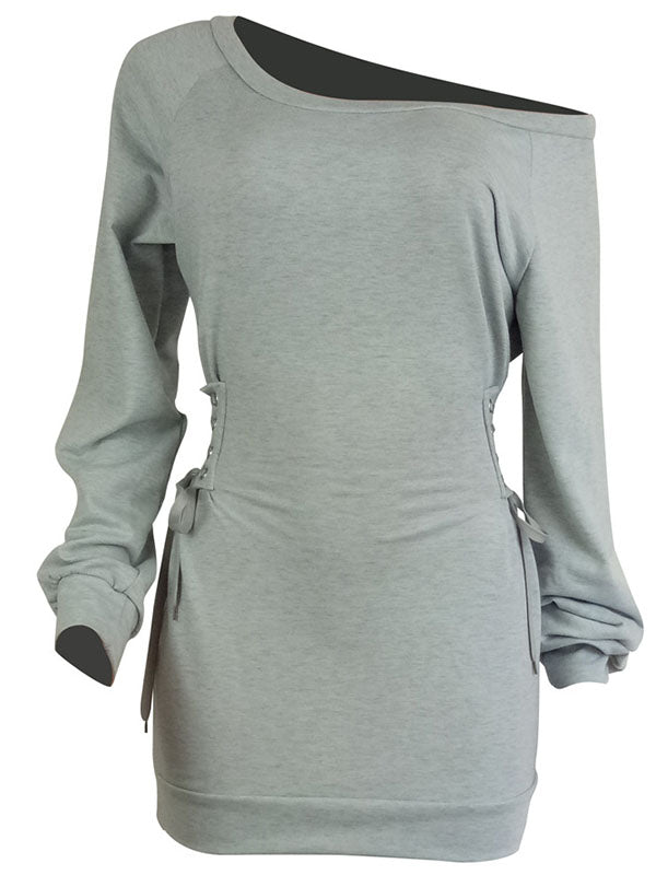 Boat-Neck Lace-Up Dress