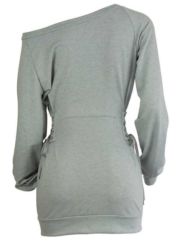 Boat-Neck Lace-Up Dress
