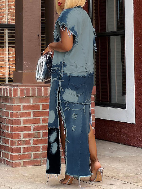 Distressed Denim Duster