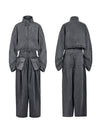 Denim Jacket & Wide-Leg Pants Set