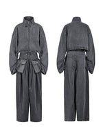 Denim Jacket & Wide-Leg Pants Set