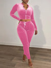 Velvet Zip-Front Top & Pants Set