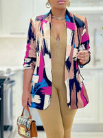 Printed One-Button Blazer