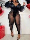 Bellizimos Sheer-Combo Velvet Jumpsuit