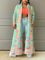 Printed Open-Front Duster