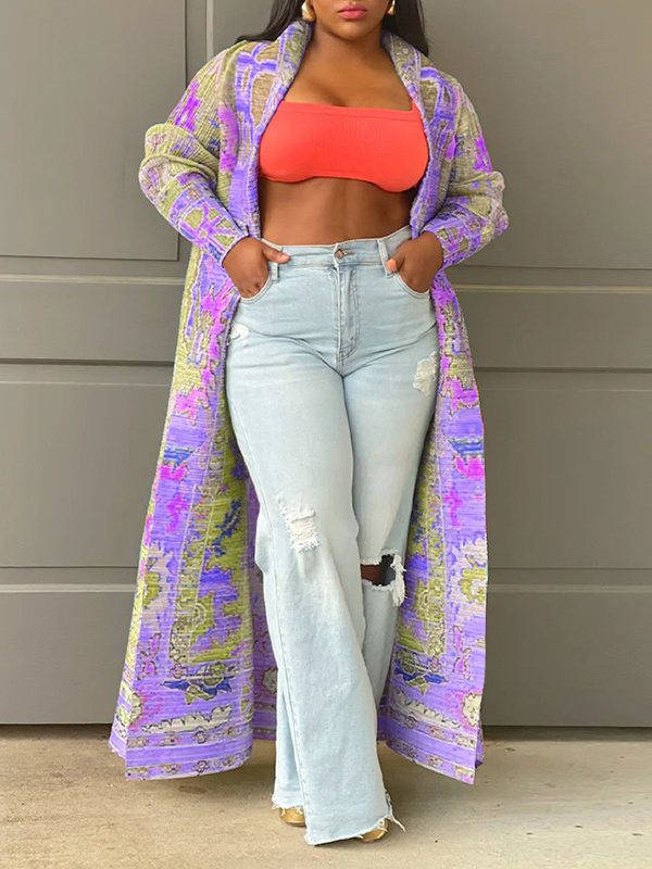 Printed Open-Front Duster