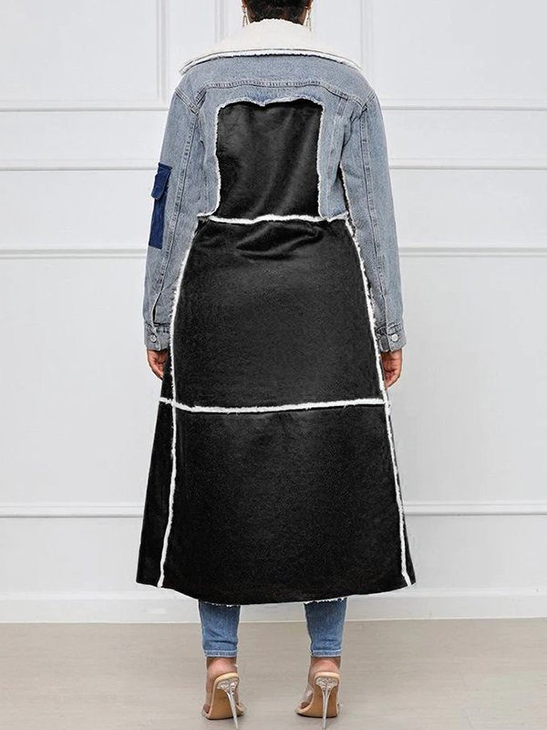 Denim Combo Shearling Coat