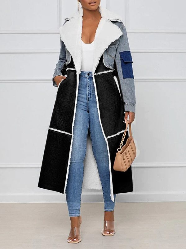 Denim Combo Shearling Coat