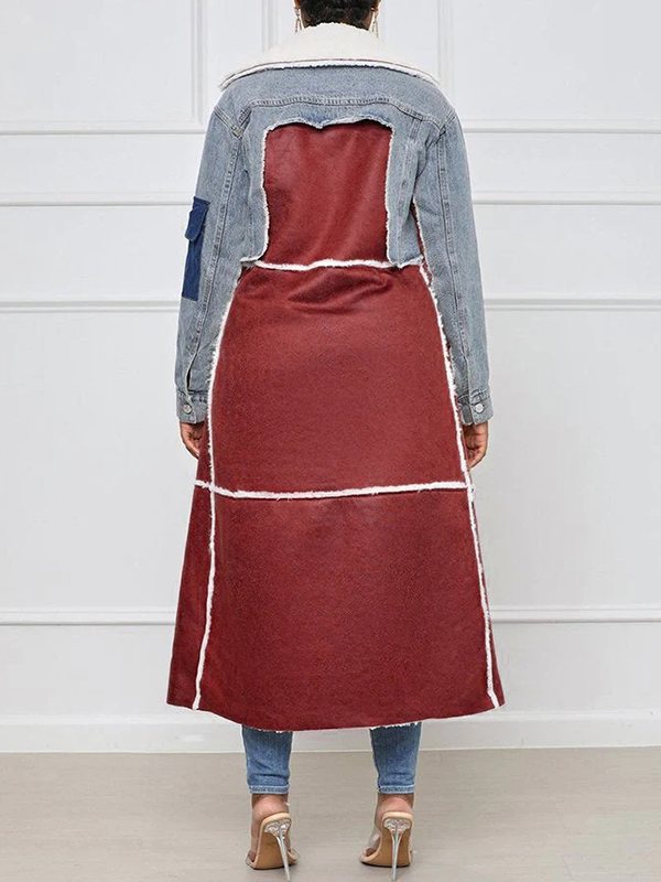 Denim Combo Shearling Coat