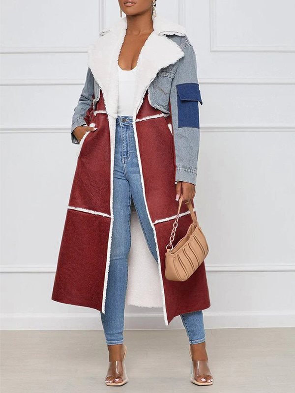Denim Combo Shearling Coat