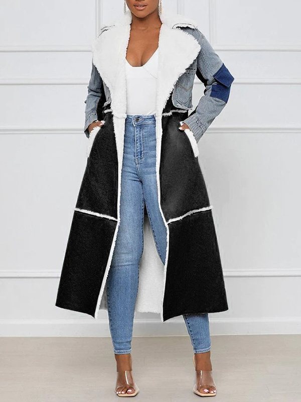 Denim Combo Shearling Coat