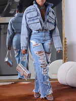 Denim Puffer Coat