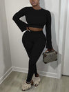 Ribbed Bell-Sleeve Top & Pants Set