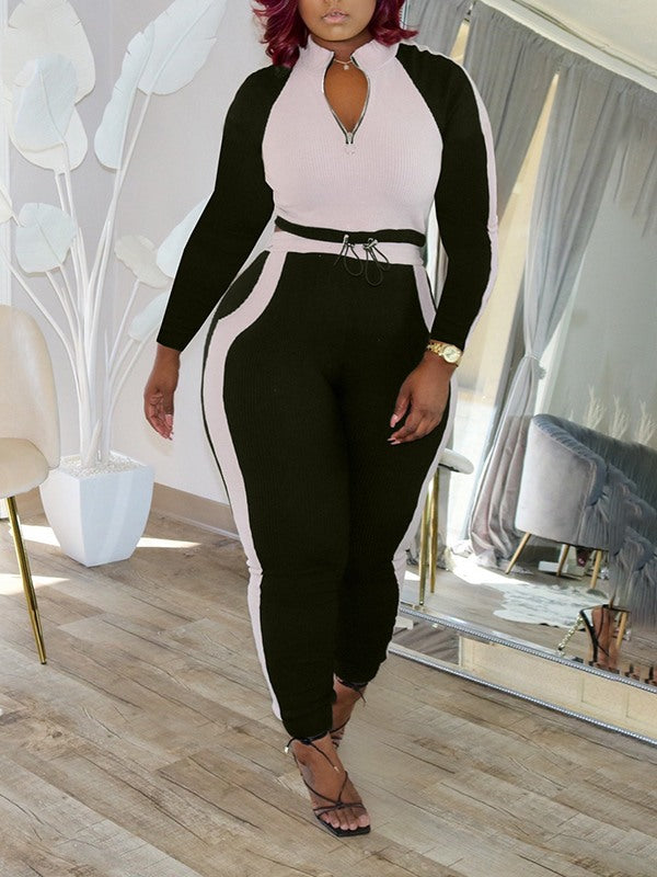 Two-Tone Zip Top & Pants Set