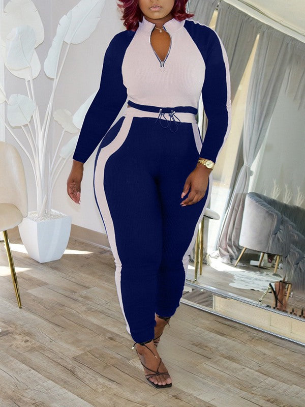 Two-Tone Zip Top & Pants Set