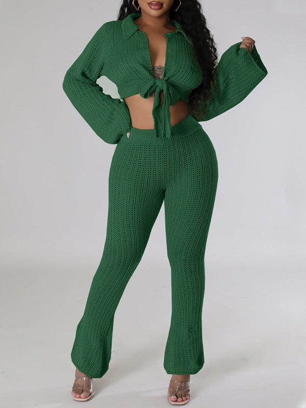 Knit Tied Top & Pants Set