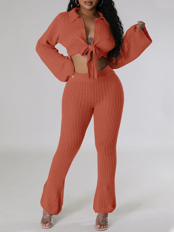 Knit Tied Top & Pants Set
