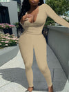Solid V-Neck Tee & Pants Set